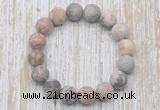 CGB5514 10mm, 12mm round matte pink zebra jasper beads stretchy bracelets