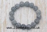 CGB5519 10mm, 12mm round matte snowflake obsidian beads stretchy bracelets