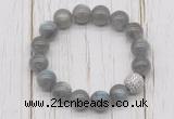 CGB5663 10mm, 12mm labradorite beads with zircon ball charm bracelets