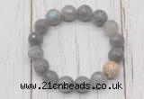 CGB5664 10mm, 12mm faceted labradorite beads with zircon ball charm bracelets