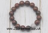 CGB5679 10mm, 12mm mahogany obsidian beads with zircon ball charm bracelets