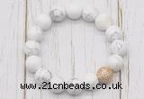 CGB5690 10mm, 12mm white howlite beads with zircon ball charm bracelets