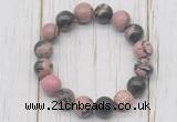 CGB5694 10mm, 12mm rhodonite beads with zircon ball charm bracelets