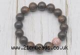 CGB5696 10mm, 12mm bronzite beads with zircon ball charm bracelets