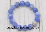 CGB5704 10mm, 12mm blue banded agate beads with zircon ball charm bracelets