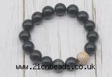 CGB5710 10mm, 12mm black banded agate beads with zircon ball charm bracelets