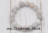 CGB5712 10mm, 12mm white crazy lace agate beads with zircon ball charm bracelets