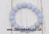 CGB5722 10mm, 12mm blue lace agate beads with zircon ball charm bracelets