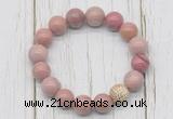 CGB5731 10mm, 12mm pink wooden jasper beads with zircon ball charm bracelets