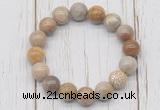 CGB5745 10mm, 12mm fossil coral beads with zircon ball charm bracelets