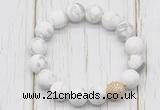 CGB5800 10mm, 12mm matte white howlite beads with zircon ball charm bracelets