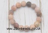 CGB5806 10mm, 12mm matte sunstone beads with zircon ball charm bracelets