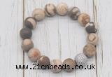 CGB5815 10mm, 12mm matte zebra jasper beads with zircon ball charm bracelets