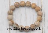 CGB5816 10mm, 12mm matte picture jasper beads with zircon ball charm bracelets