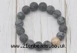 CGB5820 10mm, 12mm matte black labradorite beads with zircon ball charm bracelets