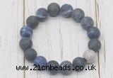 CGB5821 10mm, 12mm matte sodalite beads with zircon ball charm bracelets