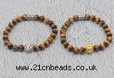 CGB6009 8mm round grade AA yellow tiger eye bracelet with lion head for men