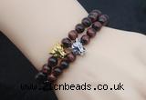 CGB6017 8mm round grade AA red tiger eye bracelet with leopard head for men