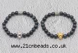 CGB6021 8mm round blue tiger eye bracelet with leopard head for men