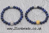 CGB6034 8mm round blue tiger eye bracelet with lion head for men