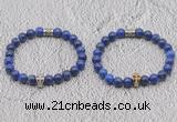 CGB6045 8mm round lapis lazuli bracelet with skull for men