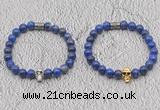 CGB6046 8mm round lapis lazuli bracelet with skull for men