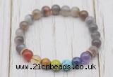 CGB6204 8mm Botswana agate 7 chakra beaded mala stretchy bracelets