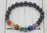 CGB6215 8mm black agate 7 chakra beaded mala stretchy bracelets