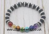 CGB6227 8mm matte Tibetan agate 7 chakra beaded mala stretchy bracelets