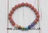 CGB6232 8mm red jasper 7 chakra beaded mala stretchy bracelets