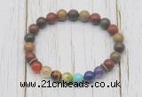 CGB6243 8mm picasso jasper 7 chakra beaded mala stretchy bracelets