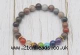 CGB6244 8mm wooden jasper 7 chakra beaded mala stretchy bracelets