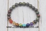 CGB6245 8mm dragon blood jasper 7 chakra beaded mala stretchy bracelets