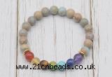 CGB6248 8mm serpentine jasper 7 chakra beaded mala stretchy bracelets