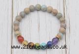 CGB6248 8mm serpentine jasper 7 chakra beaded mala stretchy bracelets