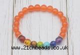 CGB6255 8mm candy jade 7 chakra beaded mala stretchy bracelets