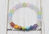 CGB6263 8mm colorful candy jade 7 chakra beaded mala stretchy bracelets