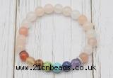 CGB6266 8mm pink aventurine 7 chakra beaded mala stretchy bracelets