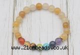 CGB6267 8mm yellow aventurine 7 chakra beaded mala stretchy bracelets