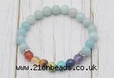 CGB6271 8mm amazonite 7 chakra beaded mala stretchy bracelets