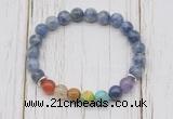 CGB6277 8mm blue spot stone 7 chakra beaded mala stretchy bracelets