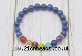 CGB6280 8mm lapis lazuli 7 chakra beaded mala stretchy bracelets