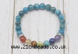 CGB6281 8mm apatite 7 chakra beaded mala stretchy bracelets