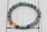 CGB6283 8mm ruby zoisite 7 chakra beaded mala stretchy bracelets