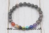 CGB6286 8mm grey opal 7 chakra beaded mala stretchy bracelets