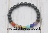 CGB6294 8mm golden obsidian 7 chakra beaded mala stretchy bracelets