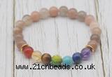 CGB6318 8mm rainbow moonstone 7 chakra beaded mala stretchy bracelets