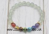 CGB6320 8mm prehnite 7 chakra beaded mala stretchy bracelets