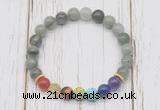 CGB6321 8mm seaweed quartz 7 chakra beaded mala stretchy bracelets