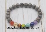 CGB6326 8mm rainbow labradorite 7 chakra beaded mala stretchy bracelets